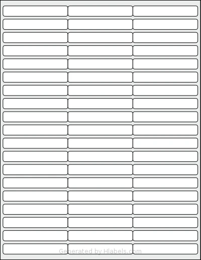 SheetLabels® SL132 template with 57 rectangular 2.75 x 0.4375 inch labels per sheet, on Letter-size adhesive blank label sheets.