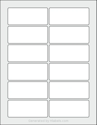 SheetLabels® SL1327 template with 12 rectangular 3.5 x 1.5 inch labels per sheet, on Letter-size adhesive blank label sheets.