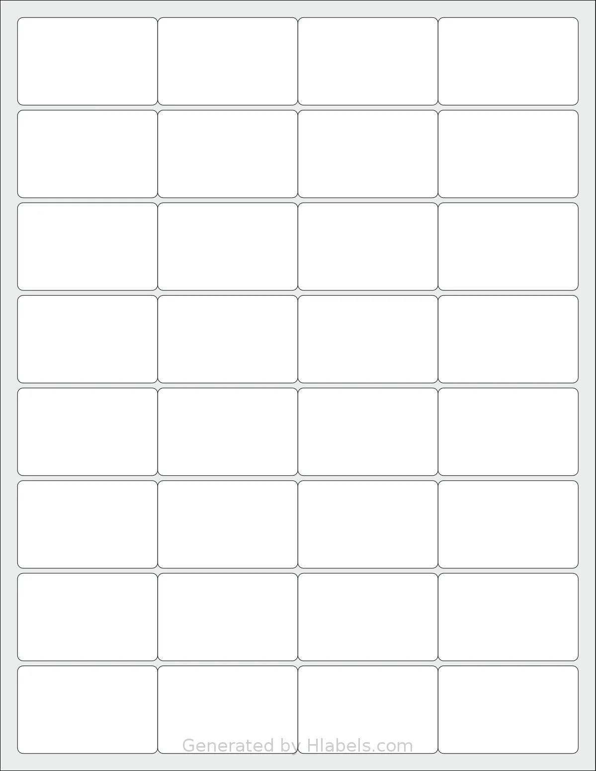 SheetLabels® SL1329 template with 32 rectangular 2 x 1.25 inch labels per sheet, on Letter-size adhesive blank label sheets.