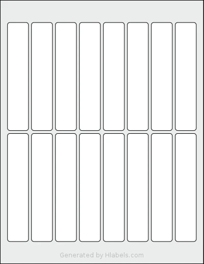 SheetLabels® SL1332 template with 16 rectangular 0.875 x 4.5 inch labels per sheet, on Letter-size adhesive blank label sheets.
