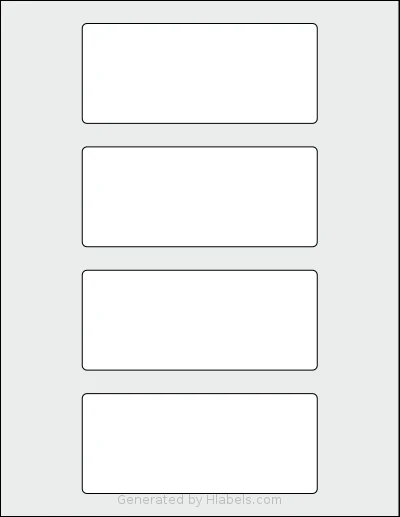 SheetLabels® SL1364 template with 4 rectangular 5 x 2.125 inch labels per sheet, on Letter-size adhesive blank label sheets.