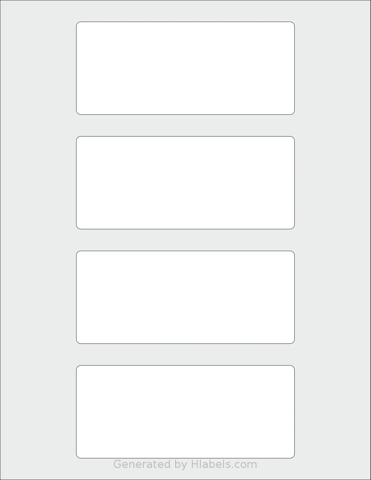 SheetLabels® SL1364 template with 4 rectangular 5 x 2.125 inch labels per sheet, on Letter-size adhesive blank label sheets.