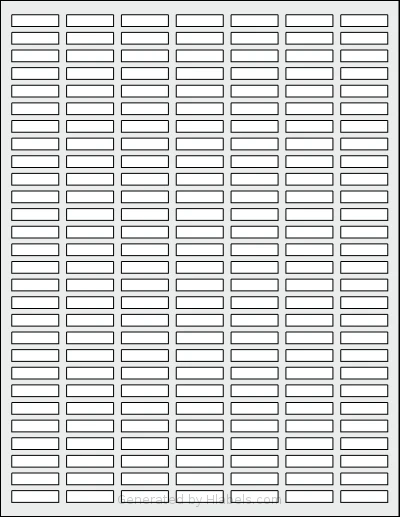 SheetLabels® SL137 template with 196 rectangular 1 x 0.25 inch labels per sheet, on Letter-size adhesive blank label sheets.