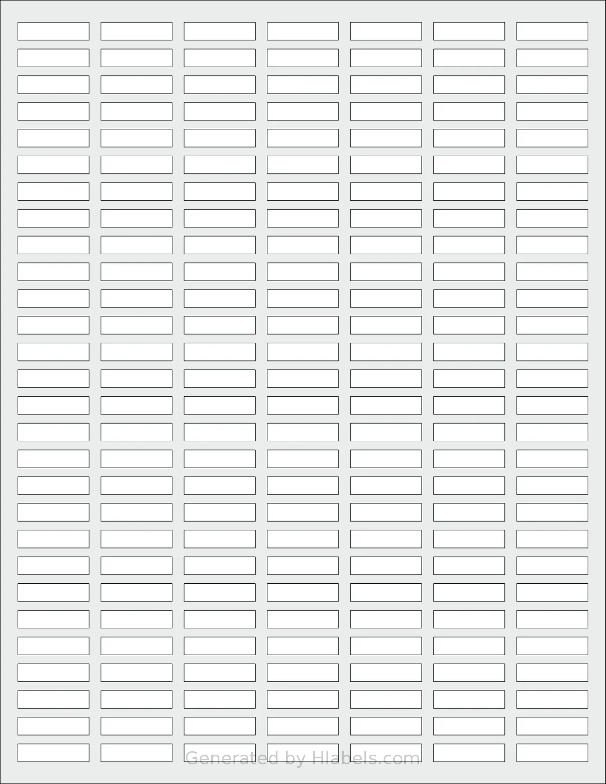 SheetLabels® SL137 template with 196 rectangular 1 x 0.25 inch labels per sheet, on Letter-size adhesive blank label sheets.