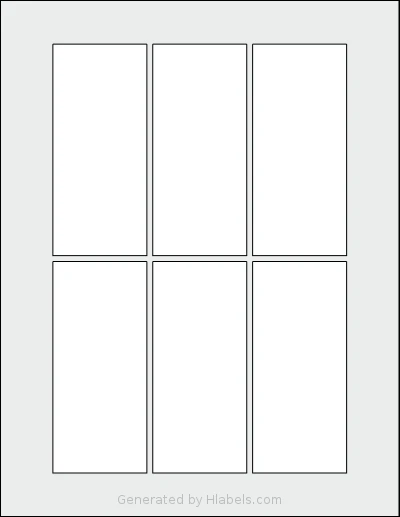 SheetLabels® SL1376 template with 6 rectangular 2 x 4.5 inch labels per sheet, on Letter-size adhesive blank label sheets.