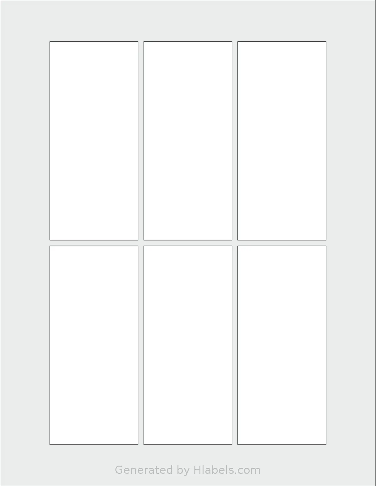 SheetLabels® SL1376 template with 6 rectangular 2 x 4.5 inch labels per sheet, on Letter-size adhesive blank label sheets.
