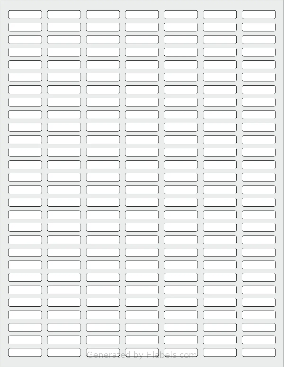 SheetLabels® SL138 template with 196 rectangular 1 x 0.25 inch labels per sheet, on Letter-size adhesive blank label sheets.