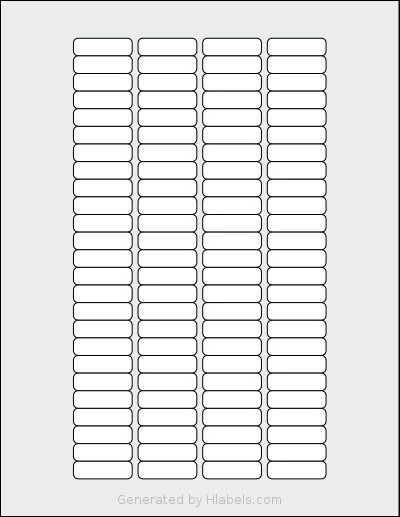 SheetLabels® SL1385 template with 100 rectangular 1.25 x 0.375 inch labels per sheet, on Letter-size adhesive blank label sheets.