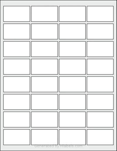 SheetLabels® SL139 template with 32 rectangular 1.9253 x 1.128 inch labels per sheet, on Letter-size adhesive blank label sheets.