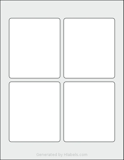 SheetLabels® SL140 template with 4 rectangular 3.5 x 4.125 inch labels per sheet, on Letter-size adhesive blank label sheets.