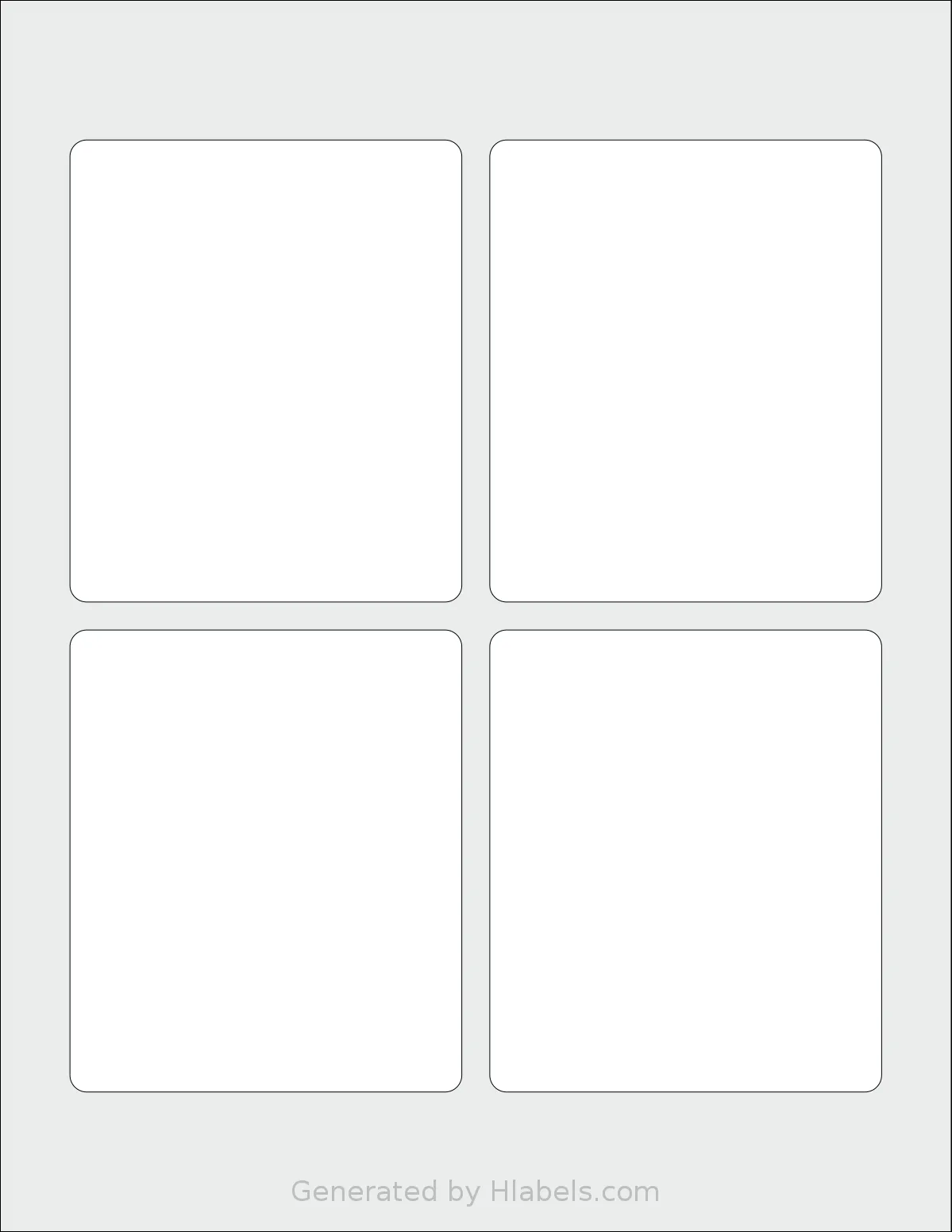 SheetLabels® SL140 template with 4 rectangular 3.5 x 4.125 inch labels per sheet, on Letter-size adhesive blank label sheets.