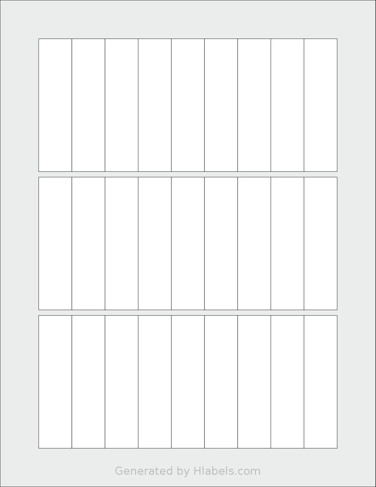 SheetLabels® SL1417 template with 27 rectangular 0.75 x 3 inch labels per sheet, on Letter-size adhesive blank label sheets.