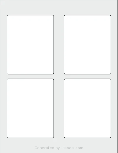 SheetLabels® SL142 template with 4 rectangular 3.375 x 4.25 inch labels per sheet, on Letter-size adhesive blank label sheets.