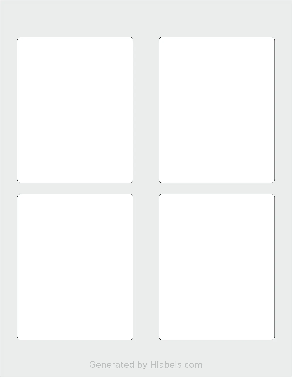 SheetLabels® SL142 template with 4 rectangular 3.375 x 4.25 inch labels per sheet, on Letter-size adhesive blank label sheets.