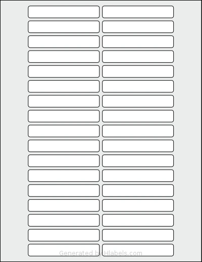 SheetLabels® SL1432 template with 34 rectangular 3 x 0.5 inch labels per sheet, on Letter-size adhesive blank label sheets.