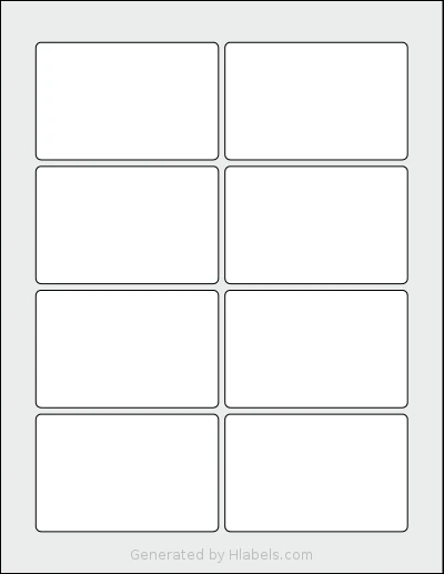 SheetLabels® SL1438 template with 8 rectangular 3.5 x 2.25 inch labels per sheet, on Letter-size adhesive blank label sheets.