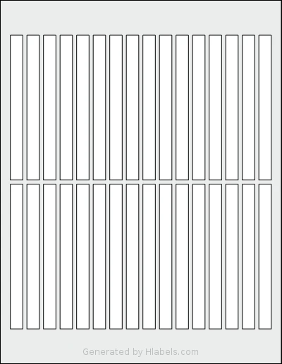 SheetLabels® SL1486 template with 32 rectangular 0.375 x 4.375 inch labels per sheet, on Letter-size adhesive blank label sheets.