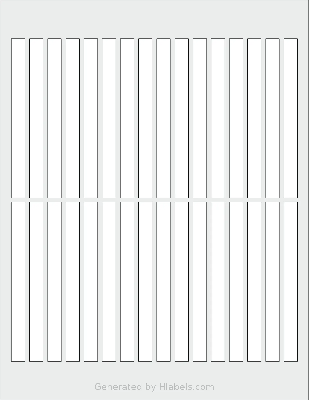 SheetLabels® SL1486 template with 32 rectangular 0.375 x 4.375 inch labels per sheet, on Letter-size adhesive blank label sheets.