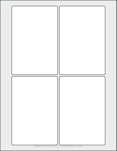 SheetLabels® SL1499 template with 4 rectangular 3.333 x 5 inch labels per sheet, on Letter-size adhesive blank label sheets.