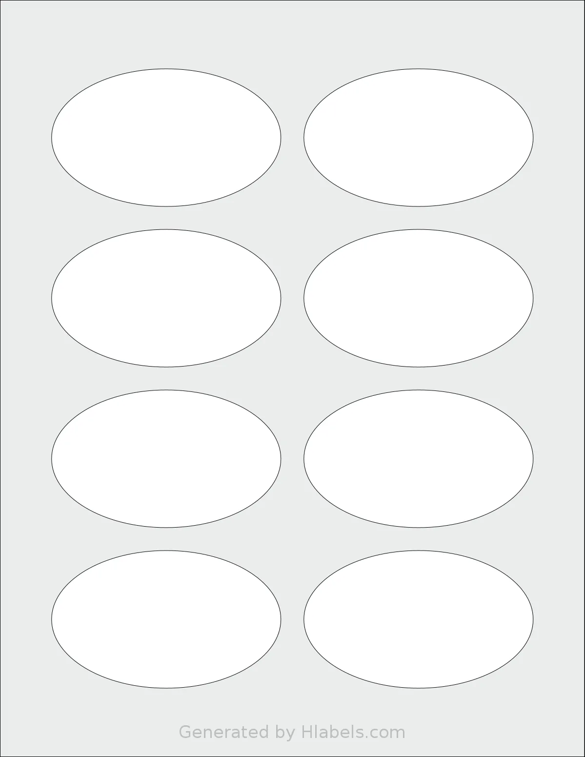 SheetLabels® SL1502 template with 8 oval 3.333 x 2 inch labels per sheet, on Letter-size adhesive blank label sheets.