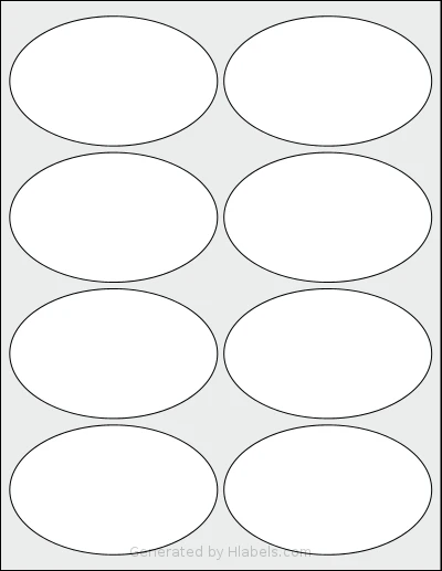 SheetLabels® SL1531 template with 8 oval 4 x 2.5 inch labels per sheet, on Letter-size adhesive blank label sheets.