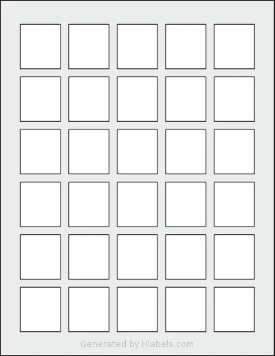 SheetLabels® SL1532 Template SheetLabels® SL1532 template with 30 rectangular 1.25 x 1.375 inch labels per sheet, on Letter-size adhesive blank label sheets.