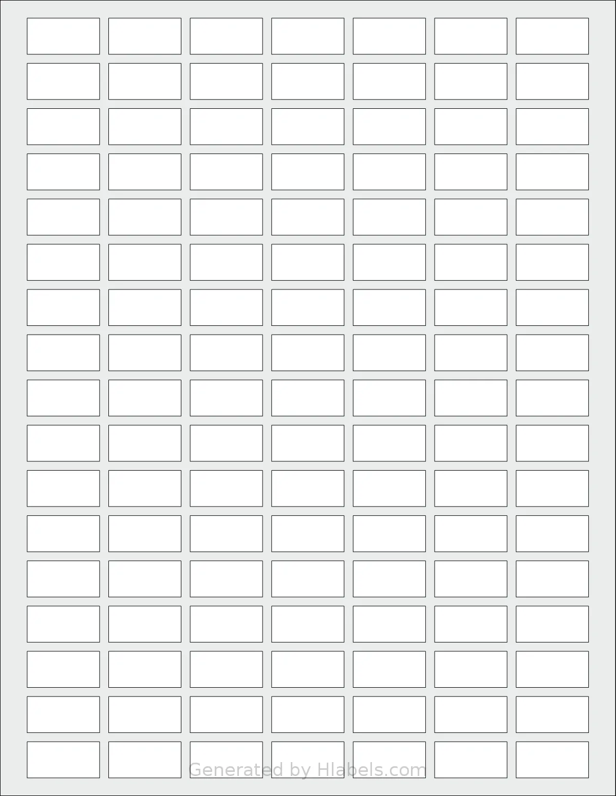 SheetLabels® SL1547 template with 119 rectangular 1 x 0.5 inch labels per sheet, on Letter-size adhesive blank label sheets.