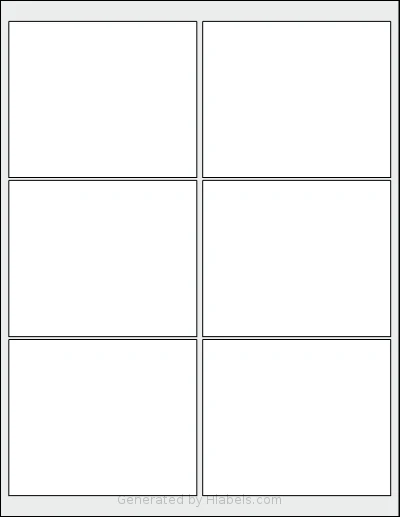 SheetLabels® SL163 template with 6 rectangular 4 x 3.322 inch labels per sheet, on Letter-size adhesive blank label sheets.