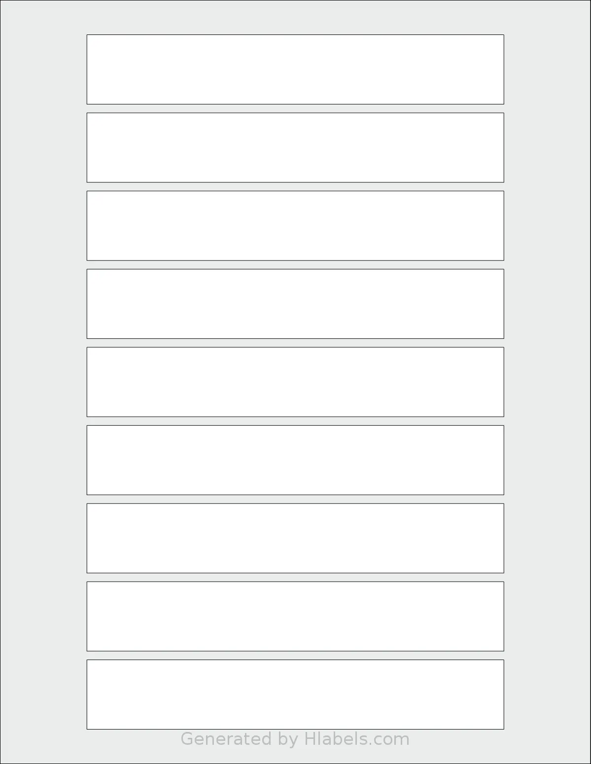 SheetLabels® SL1640 template with 9 rectangular 6 x 1 inch labels per sheet, on Letter-size adhesive blank label sheets.