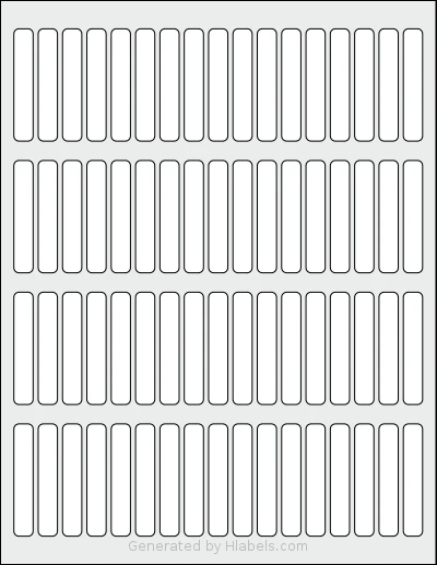 SheetLabels® SL1811 template with 68 rectangular 0.375 x 2.1875 inch labels per sheet, on Letter-size adhesive blank label sheets.