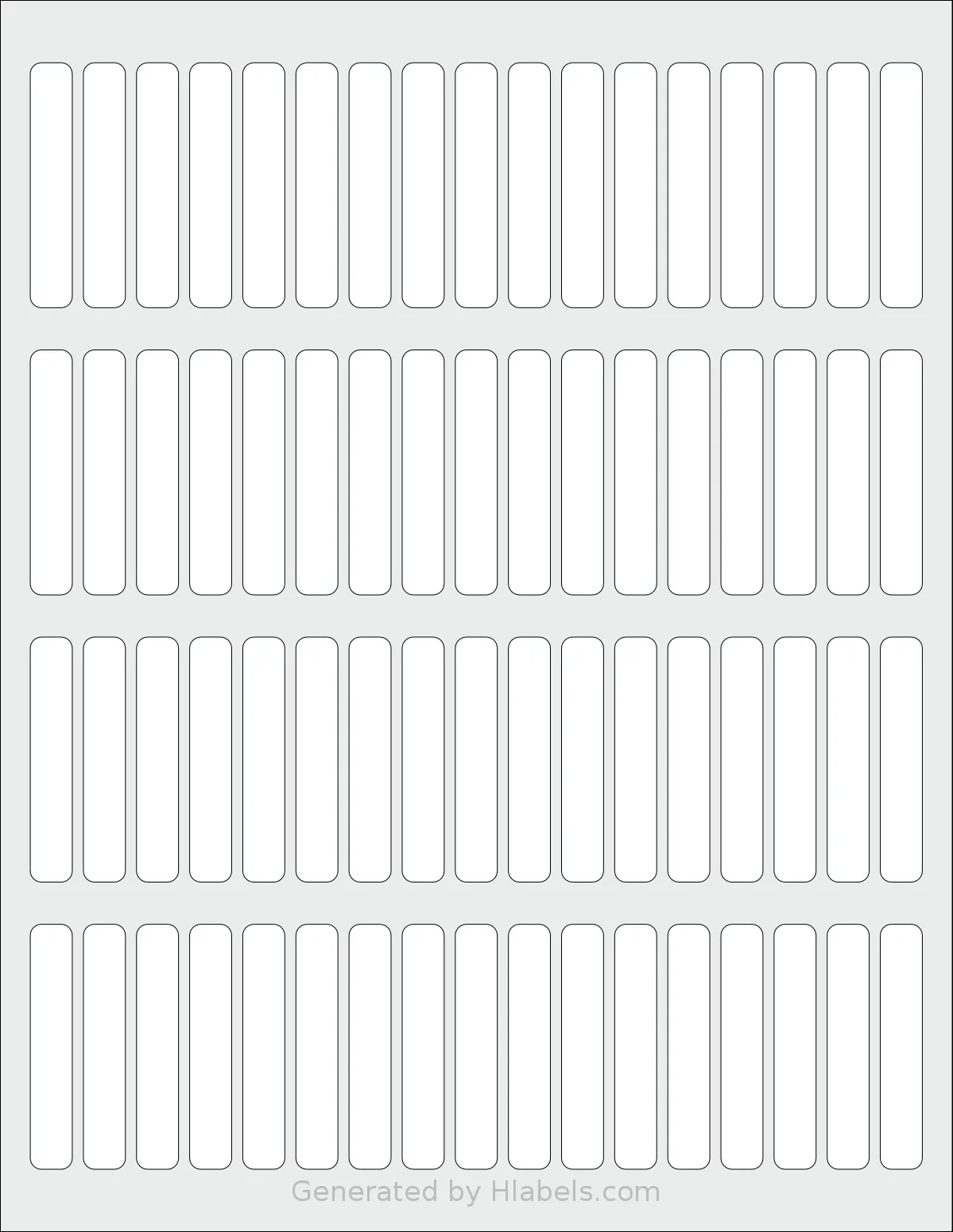 SheetLabels® SL1811 template with 68 rectangular 0.375 x 2.1875 inch labels per sheet, on Letter-size adhesive blank label sheets.