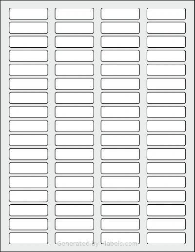 SheetLabels® SL1812 template with 68 rectangular 1.6875 x 0.5 inch labels per sheet, on Letter-size adhesive blank label sheets.