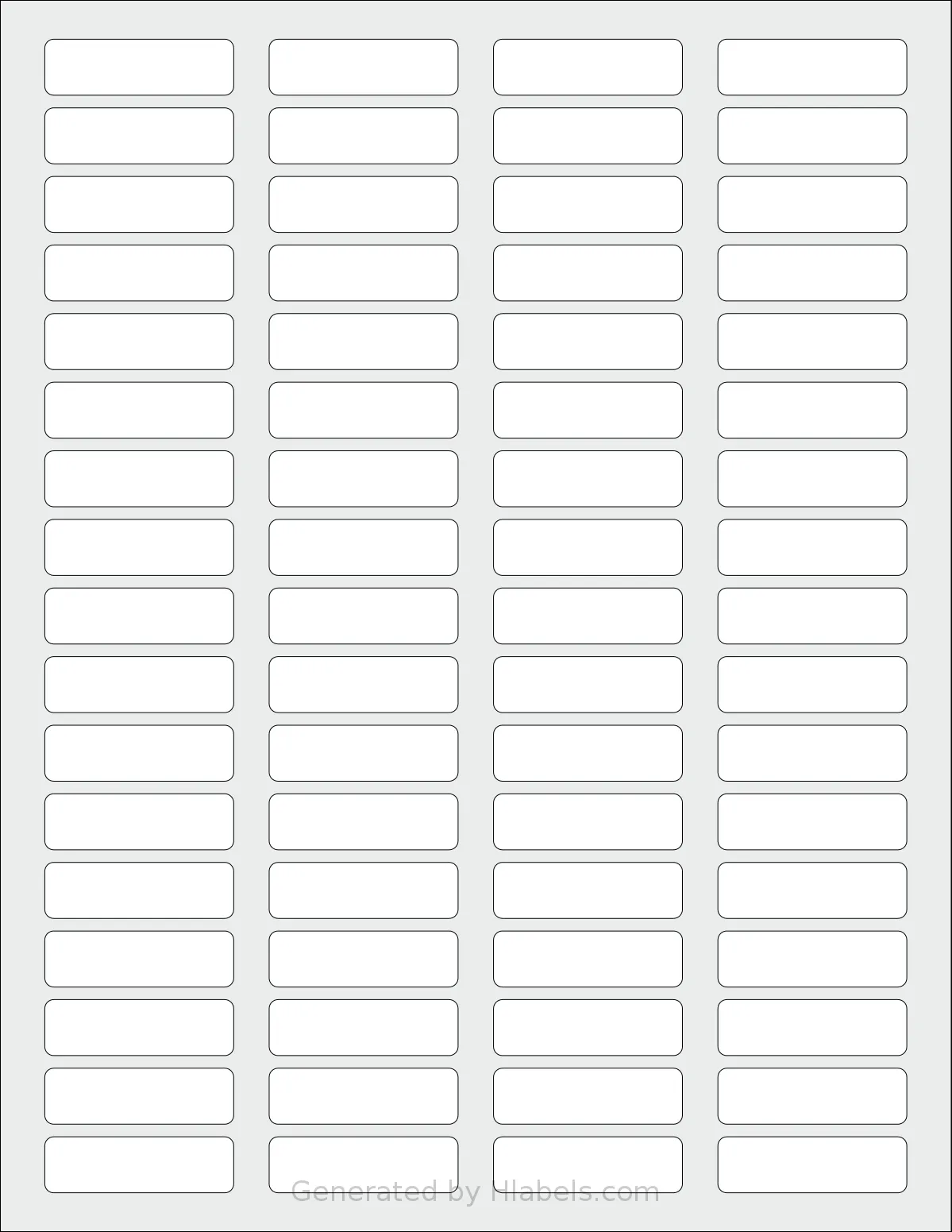 SheetLabels® SL1812 template with 68 rectangular 1.6875 x 0.5 inch labels per sheet, on Letter-size adhesive blank label sheets.