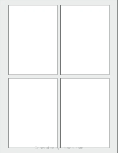 SheetLabels® SL1848 template with 4 rectangular 3.5 x 5 inch labels per sheet, on Letter-size adhesive blank label sheets.