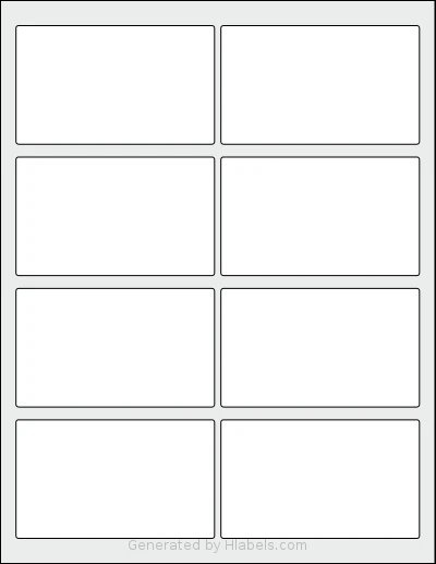 SheetLabels® SL2 template with 8 rectangular 3.875 x 2.3125 inch labels per sheet, on Letter-size adhesive blank label sheets.
