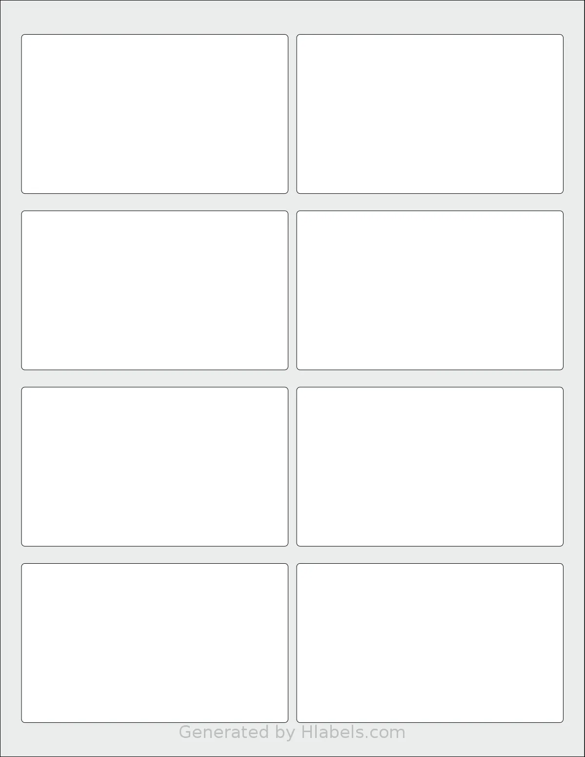 SheetLabels® SL2 template with 8 rectangular 3.875 x 2.3125 inch labels per sheet, on Letter-size adhesive blank label sheets.