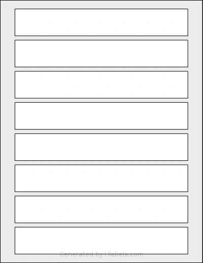 SheetLabels® SL295 template with 8 rectangular 7.25 x 1.125 inch labels per sheet, on Letter-size adhesive blank label sheets.