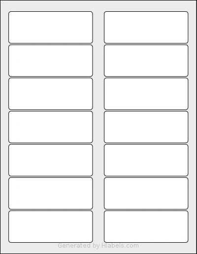 SheetLabels® SL297 template with 14 rectangular 3.625 x 1.375 inch labels per sheet, on Letter-size adhesive blank label sheets.