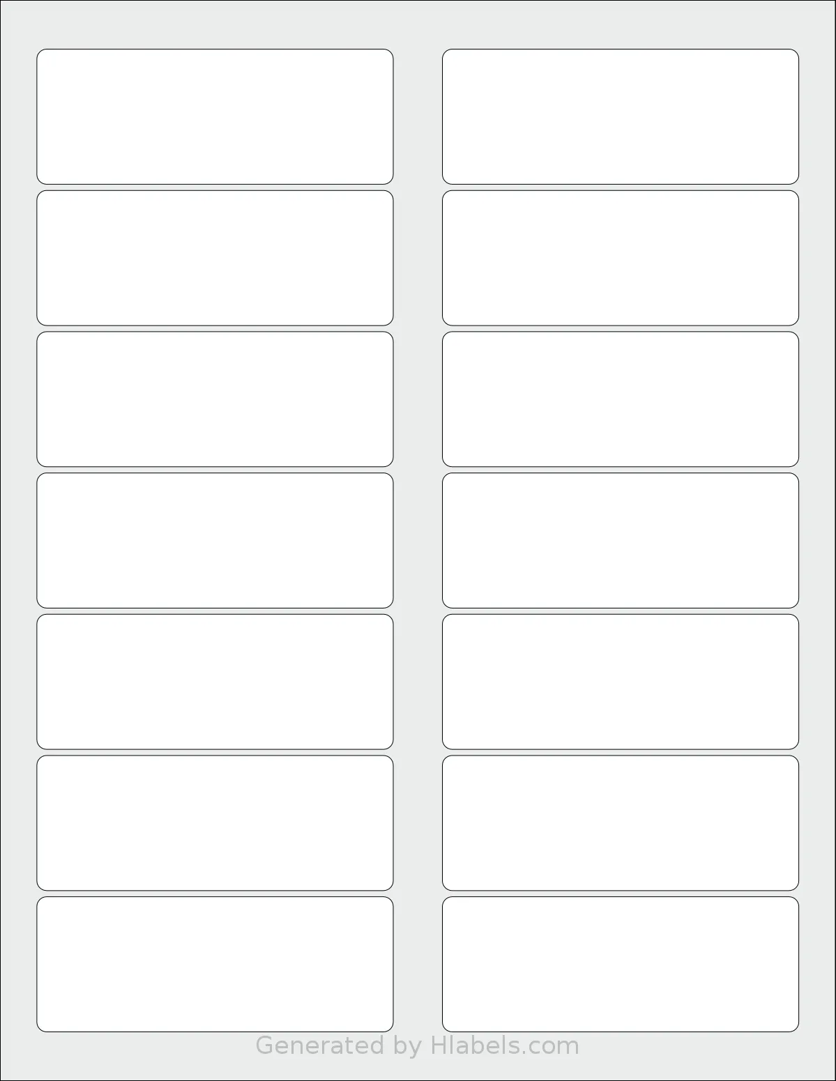 SheetLabels® SL297 template with 14 rectangular 3.625 x 1.375 inch labels per sheet, on Letter-size adhesive blank label sheets.