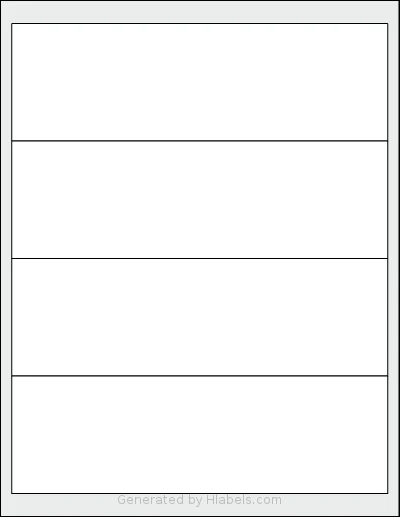 SheetLabels® SL301 template with 4 rectangular 8 x 2.5 inch labels per sheet, on Letter-size adhesive blank label sheets.