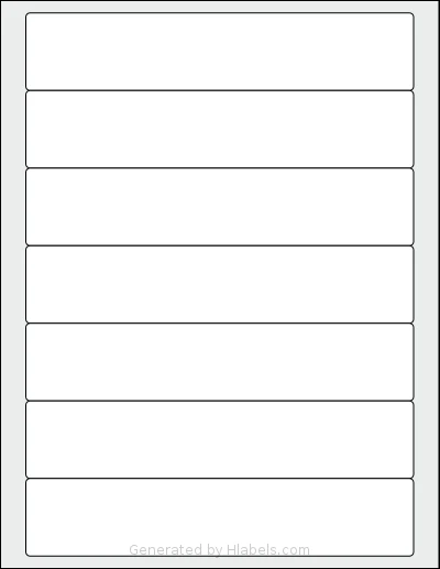 SheetLabels® SL307 template with 7 rectangular 7.5 x 1.5 inch labels per sheet, on Letter-size adhesive blank label sheets.