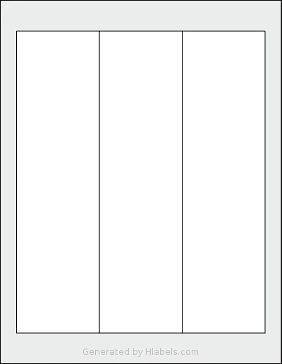 SheetLabels® SL308 template with 3 rectangular 2.5 x 9.125 inch labels per sheet, on Letter-size adhesive blank label sheets.