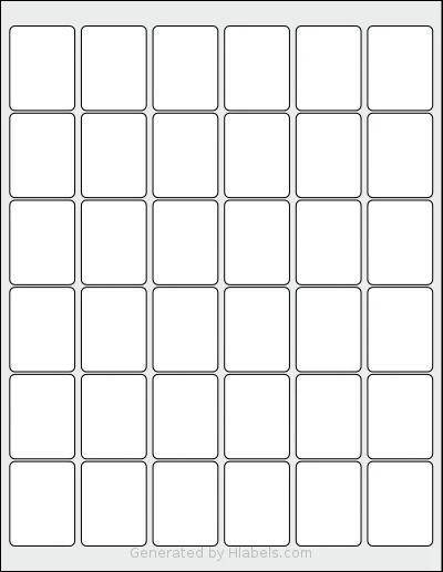 SheetLabels® SL350 template with 36 rectangular 1.25 x 1.625 inch labels per sheet, on Letter-size adhesive blank label sheets.