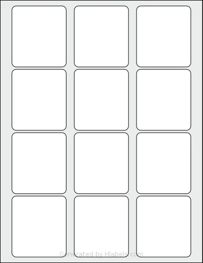 SheetLabels® SL399 template with 12 rectangular 2.2755 x 2.551 inch labels per sheet, on Letter-size adhesive blank label sheets.