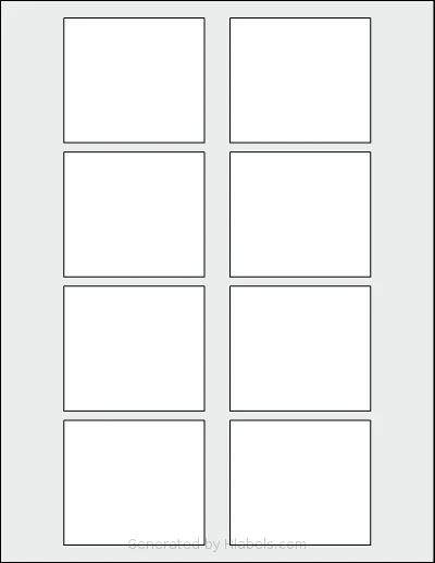 SheetLabels® SL4 template with 8 rectangular 2.75 x 2.4375 inch labels per sheet, on Letter-size adhesive blank label sheets.
