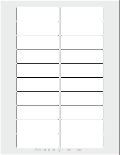 SheetLabels® SL403 template with 20 rectangular 3 x 1 inch labels per sheet, on Letter-size adhesive blank label sheets.
