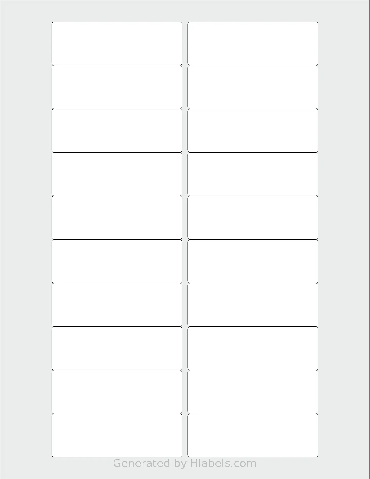 SheetLabels® SL403 template with 20 rectangular 3 x 1 inch labels per sheet, on Letter-size adhesive blank label sheets.