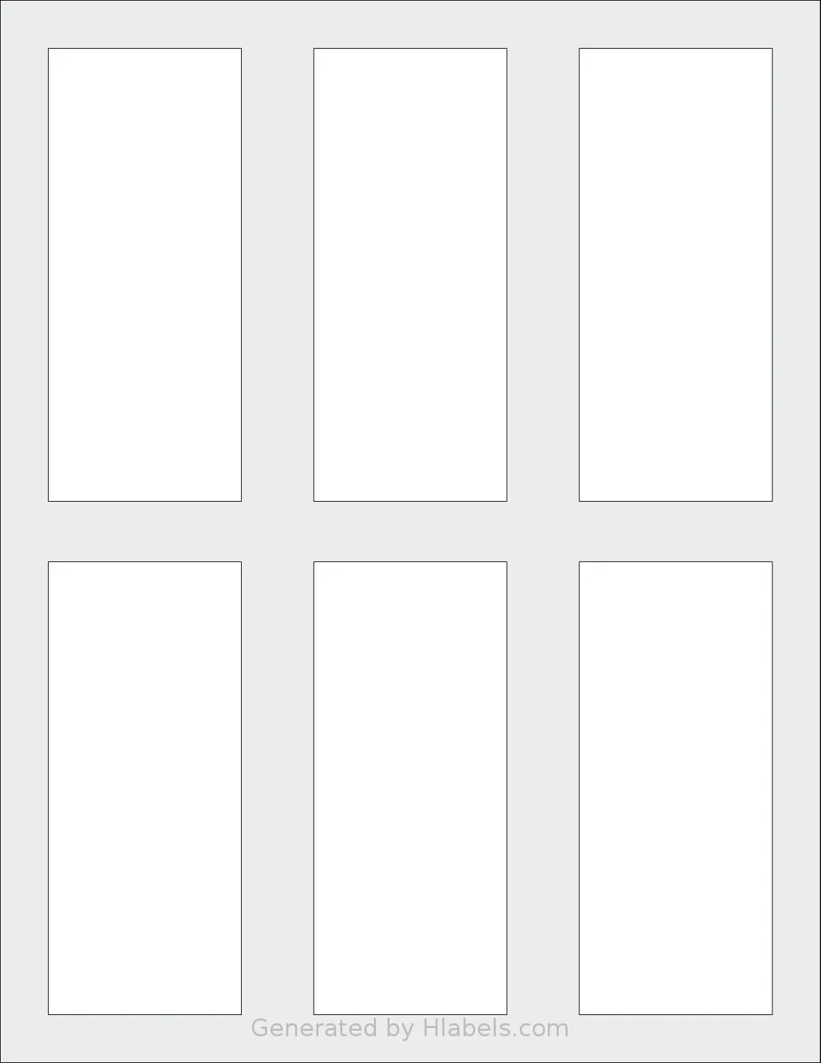 SheetLabels® SL462 template with 6 rectangular 2 x 4.6875 inch labels per sheet, on Letter-size adhesive blank label sheets.