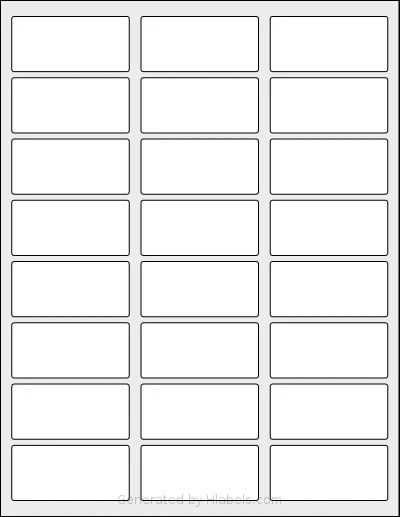 SheetLabels® SL477 template with 24 rectangular 2.5 x 1.175 inch labels per sheet, on Letter-size adhesive blank label sheets.