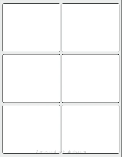 SheetLabels® SL498CP template with 6 rectangular 4 x 3.3889 inch labels per sheet, on Letter-size adhesive blank label sheets.